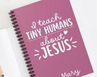 Personalized Christian School Teacher Spiral Notebook, Journal Diary Notes Book, Teachers School Supply, Custom Women's Jesus Teaching Gift