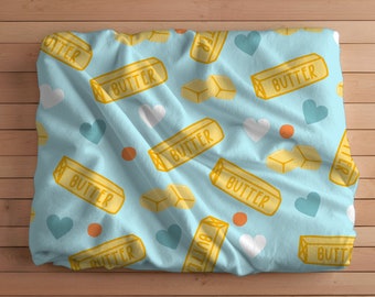 Coperta per amanti del burro, coperta per qualsiasi stagione, regalo per fornaio, cuoco, regalo per fan del burro, coperta per bambini, bastoncini di burro da cucina divertenti