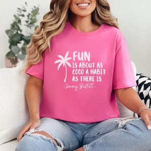 Fun Jimmy Buffett Quote Bella Canvas Unisex Graphic Tee, Beach Palm Tree T-shirt, Men's Women's Words Shirt, Gift for Jimmy Buffett Fan