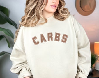 Carbs Collegiate Crewneck Sweatshirt, Funny Bread Carb Shirt, Unisex Carbs Sweater Carb Lover Gift, Gift for Bread Dessert Baked Good Lover