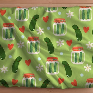 Kawaii Pickles Blanket, Cute Pickle Jars Any Season Throw Blanket, Gift for Pickle Lover, Cottagecore Green Daisy Hearts, Baby Gift