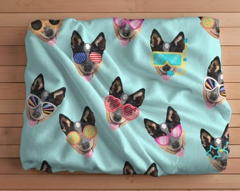 Couverture en velours côtelé drôle pour chiens, jetée pour toutes les saisons, cadeau pour propriétaire de bouvier australien, cadeau de race de chien, décoration d'intérieur à talon