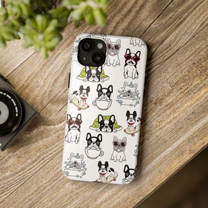 Frenchie Pups Tough iPhone Phone Case, Dog Breed Phone Case, Gift for French Bulldog Owner, Cute Cartoon Frenchy Dogs Phone Cover