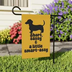 Funny Dachshund Garden Flag, Yellow Home Decor, Gift for Doxie Owner, Dog Breed House Banner 12&quot; x 18&quot;, Cute Wiener Weenie Outdoor Decor