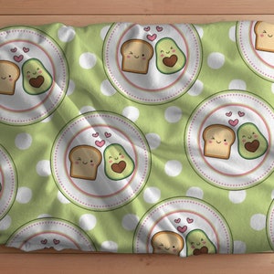 Kawaii Avocado Toast Blanket, Any Season Throw Blanket, Gift for Her, Gift for Avocado Toast Lover, Breakfast Plates, Cute Baby Gift