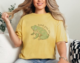 Cottagecore Toad Comfort Colors Graphic Tee, T-shirt unisex con rana carina, maglietta per gli amanti delle rane, regalo divertente per gli amanti della natura, regalo per gli amanti delle rane