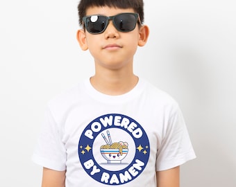Powered by Ramen Youth Cute Kawaii Unisex T-shirt, Graphic Tee Shirt, Noodles Noodle Lover