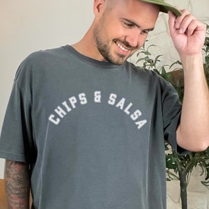 Chips and Salsa Collegiate Comfort Colors Graphic Tee, Unisex Funny Humor Shirt, Men&#39;s Women&#39;s Tshirt, Mexican Food Fan, Foodie Gift