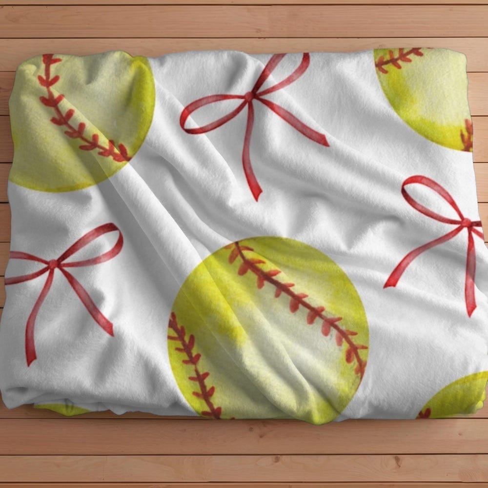Softball Print Pattern Blanket