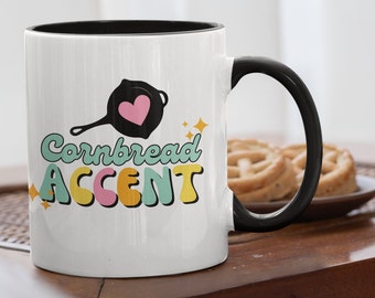 Cornbread Accent Coffee Mug, Groovy Country Girl Coffee Cup, Funny Southern Girl Cup, Country Accent Gift, Gift for Her, Mug for Southerner