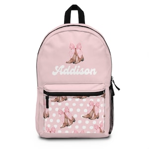 Sac à dos personnalisé cow-girl coquette, cartable avec bottes de cow-girl, prénom personnalisé retour à l'école, cartable western mignon, rose pastel