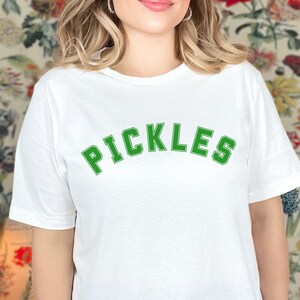 Pickles Collegiate Graphic Tee, Funny Pickle Shirt, Unisex Pickles T-Shirt, Pickle Lover Gift, Gift for Pickle Fan