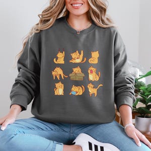 Crazy Orange Cats Crewneck Sweatshirt, Unisex Ginger Kitty Sweater, Gift for Cat Owner, Cat Lover Gift, Gift for Her, Orange Tabby Cats