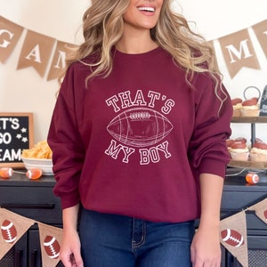 That&#39;s My Boy Football Mom Crewneck Sweatshirt, Sports Mom Sweater, Football Mom Gift, Sports Team Sweatshirt, Collegiate Classic Sweatshirt