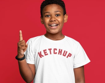 Ketchup Collegiate Youth Graphic Tee, Funny Ketchup Lover Shirt, Unisex Tshirt, Foodie Ketchup Fan Gift, Kid&#39;s Children&#39;s Tomato Shirt