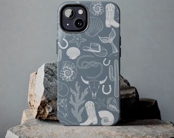 Coastal Cowgirl Tough iPhone Case, Women&#39;s Beachy Seashell Phone Cover, Coastal Cowgirl Gift, Gift for Her, Beach Cowboy Phone Case