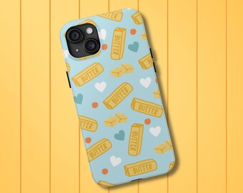 Custodia resistente per iPhone Butter Lover, divertente custodia per telefono Baker Chef, regalo per gli amanti del burro, graziosa custodia per telefono con bastoncini di burro pastello e decorazioni per la cottura al forno