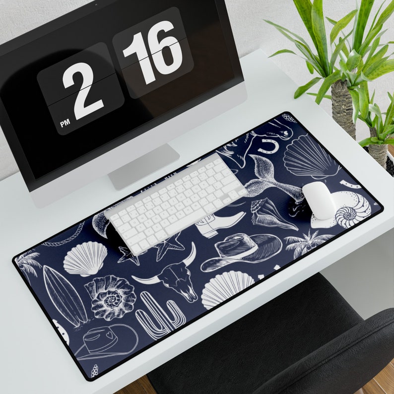 Coastal Cowgirl Computer Desk Mat, Women's Beachy Seashell Home Decor ...