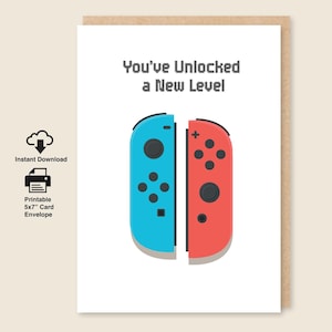 Gamer Birthday Card: Printable 5x7 Greeting Card with Envelope (Digital Download)