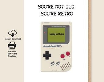 Retro Game Boy Birthday Invitation | Printable Gamer Party Card | 90s Video Game Theme | Digital Download