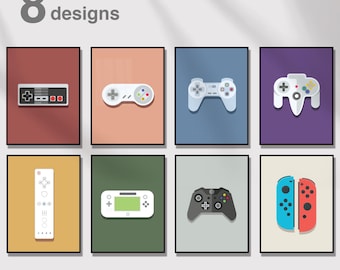 8 Video Game Art Posters - Game Room | Boys Room Decor | Gamer Gifts & Teen Wall Art | Digital Download