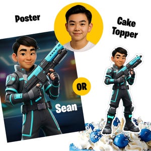 Semi -Custom Video Game Inspired Portrait: Poster or Cake Topper