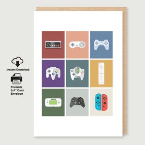 Biglietto di auguri per compleanno con videogioco, biglietto di auguri digitale/da scaricare e stampare 5x7 con busta, biglietto di auguri per compleanno da giocatore,
