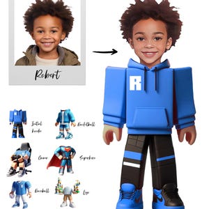 Semi-aangepaste portrettaarttopper: transformeer je foto in roblox + cartoonstijl