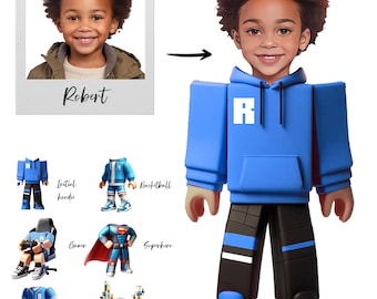 Semi-Customized Portrait Cake Topper: Transform Your Photo into Roblox + Cartoon Style