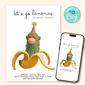 Italian Brainrot Chimpanzini Bananini Party Invitation –  Editable Template, Printable Download, (Text Invite + 5x7 Print )
