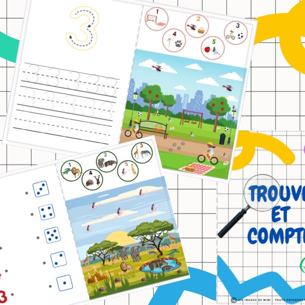 Livre Interactif pour Enfants 'Trouve et Compte A5' – Apprendre à Compter jusqu'à 5, Idéal en Voyage, 24 Pages Ludiques et Éducatives