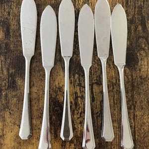 Vtg 6 Sheffield 21cm Silver Plate Grecian Athenian Dinner Fish Knives EPNS Cutlery Fish Knives Vintage Style