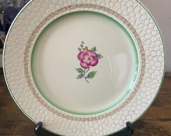 Plato llano vintage Allertons Floral, cerámica inglesa de antes de la guerra, 1939, 25,5 cm.