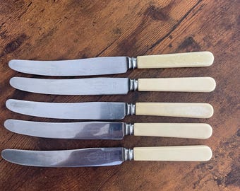 ヴィンテージ フェイクボーンハンドルナイフセット x 6 - 9インチ