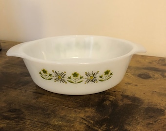 Vintage anchor hocking fire kingmeadow green casserole dish 1970s retro kitchenalia collectable cookware