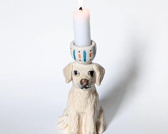 Your pet as a ceramic candle holder! Personalized candle holder for taper candles