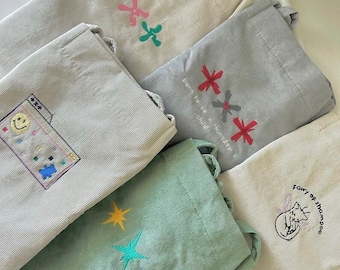 kpop inspired txt embroidered tote bag