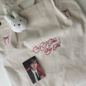 enhypen romance: untold inspired embroidered tote bag