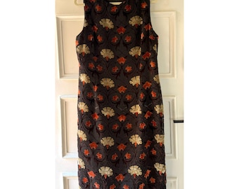 Vestido de terciopelo Maggy London, con efecto desgastado floral, talla 14, vintage, años 90, fabricado en EE. UU.