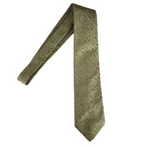 Fashion Craft 1950s Vintage Green Diamond Patterned Mens Tie 53&quot;Lx3.5&quot;W Necktie