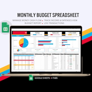Monthly Budget Spreadsheet for Google Sheets Simple Budget Template Customizable Bill Calendar Personal Finance Planner Expense Tracker