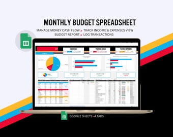 Monthly Budget Spreadsheet for Google Sheets Simple Budget Template Customizable Bill Calendar Personal Finance Planner Expense Tracker