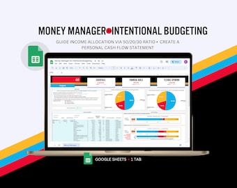 Monthly Budget Tool, Zero Based Budget Template, 50/20/30 Budget Planner, Google Sheets Monthly Budget Spreadsheet,Digital Financial Planner