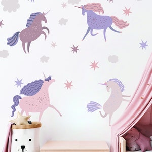 Unicorn Wall Decal, Unicorn Wall Sticker, Nursery wall sticker, Unicorn decor, girls wall decal, Baby Girl Wall Decal, playroom wall decal