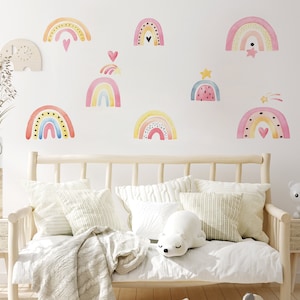 Watercolor Rainbow Wall Decal, Boho Rainbow Wall Sticker, pink Pastel rainbow sticker, girls Wall stickers, Wall Decal For Kids