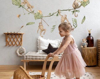 Jungle Monkeys, Monkey Wall Decal, Jungle Wall Decal, Safari Animals Nursery Wall Decal, Jungle Wall Sticker, Kids Monkey Decor