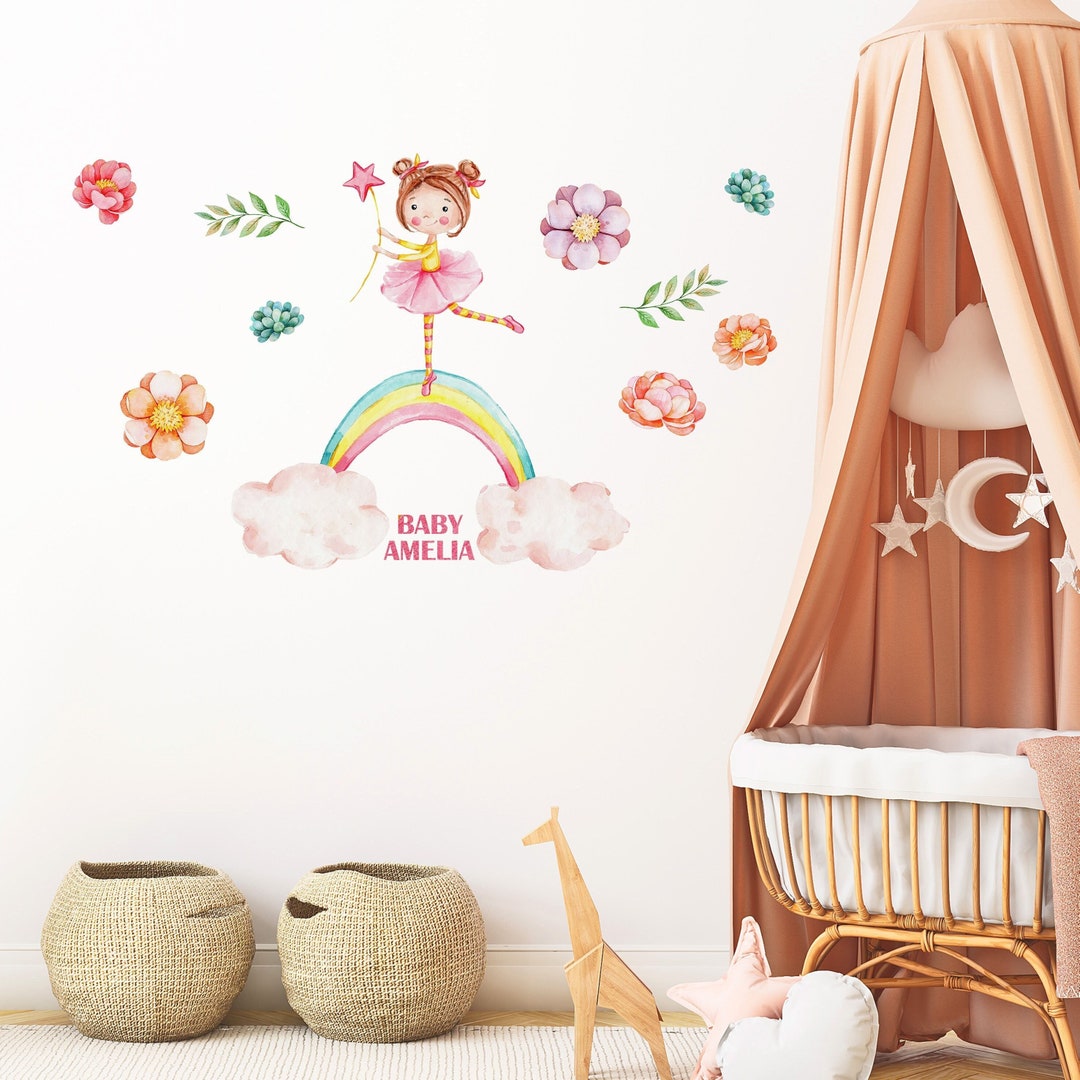 Fairy Wall Decal, Watercolor Fairies Wall Decal, Nursery Fairytale ...