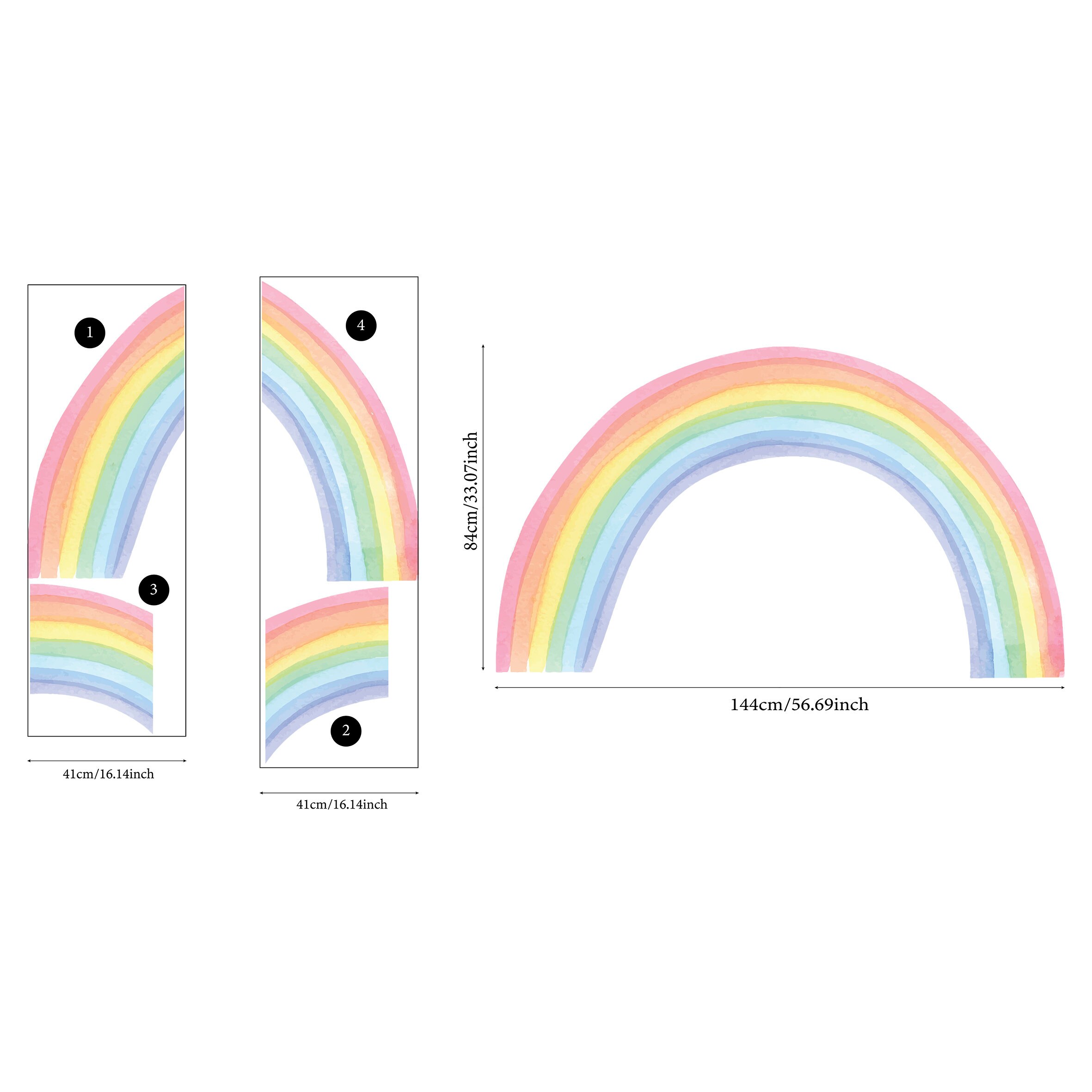 Large Watercolor Rainbow Wall Decal, Watercolor Rainbow Nursery Wall ...
