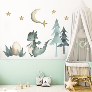 Dragon Wall Decal, Baby Dragon Wall Stickers, fairly tale dragon, Nursery Wall Stickers, baby dragon nursery,Boys room decal,cute dragon