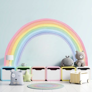 Großer Aquarell Regenbogen Wandaufkleber, Aquarell Regenbogen Kinderzimmer Wandaufkleber, Aquarell Pastell Wandaufkleber, Regenbogen Wandtattoo Für Kinder